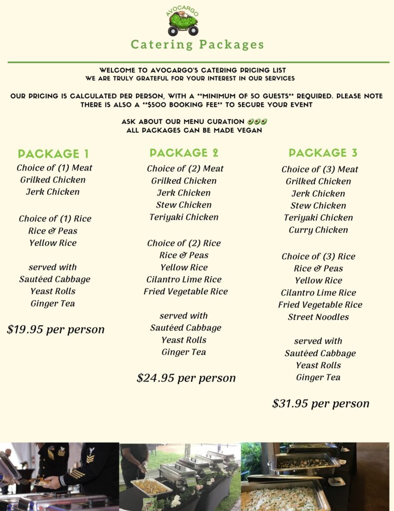 Avocargo Catering Packages